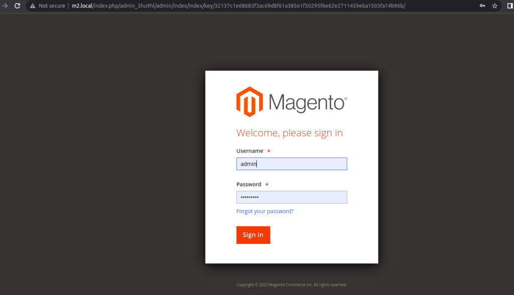 Magento Backend Login